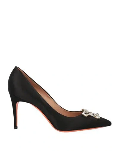 Santoni Woman Pumps Black Size 8 Textile Fibers