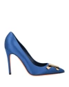 Santoni Woman Pumps Blue Size 8 Textile Fibers