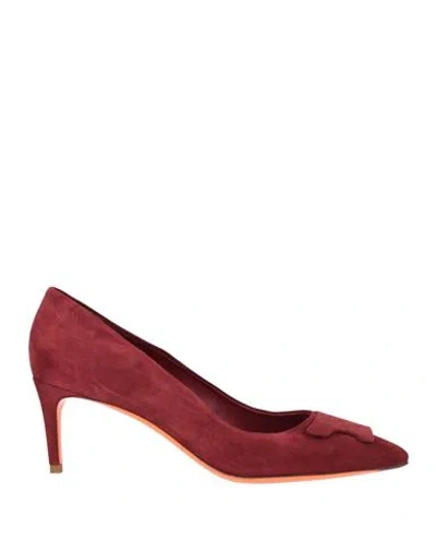 Santoni Woman Pumps Brick Size 8 Leather In Red