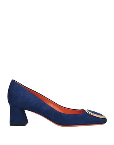 Santoni Woman Pumps Bright Blue Size 7.5 Leather