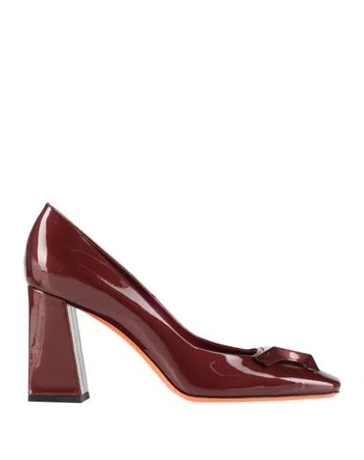 Santoni Woman Pumps Burgundy Size 7.5 Leather In Red