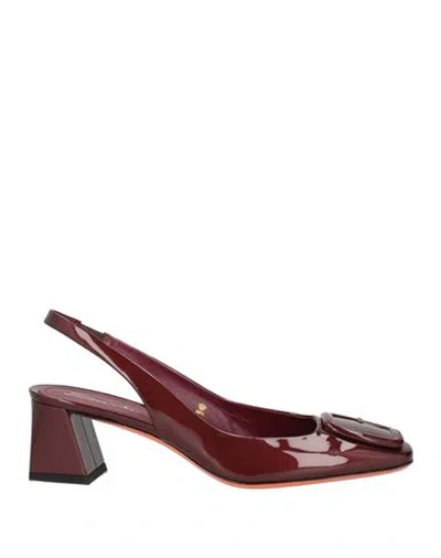 Santoni Woman Pumps Burgundy Size 8 Leather