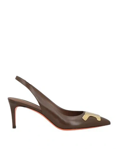 Santoni Woman Pumps Chocolate Brown Size 8 Leather