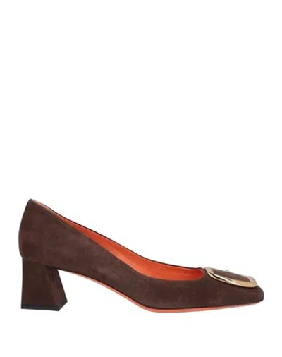 Santoni Woman Pumps Cocoa Size 6 Leather In Brown