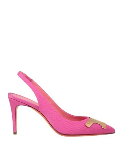 Santoni Woman Pumps Fuchsia Size 8 Textile Fibers In Pink