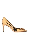 Santoni Woman Pumps Gold Size 8 Textile Fibers In Gold