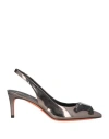 Santoni Woman Pumps Gunmetal Size 8 Leather In Gray