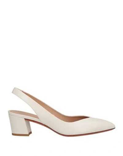Santoni Woman Pumps Ivory Size 5.5 Leather In White