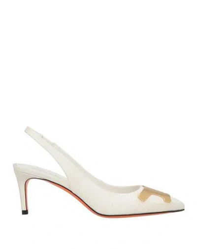 Santoni Woman Pumps Ivory Size 6 Textile Fibers In White