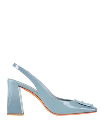 Santoni Woman Pumps Light Blue Size 10 Leather