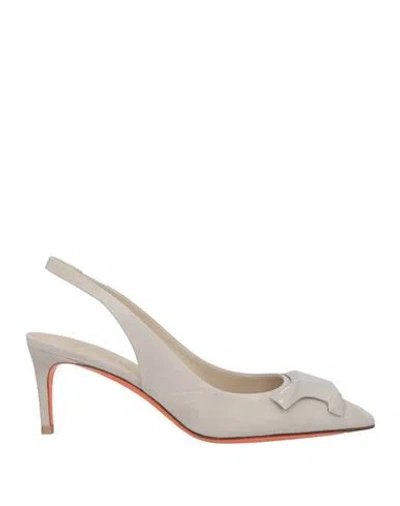 Santoni Woman Pumps Light Grey Size 8 Leather