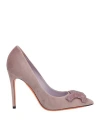 Santoni Woman Pumps Mauve Size 8 Textile Fibers In Purple