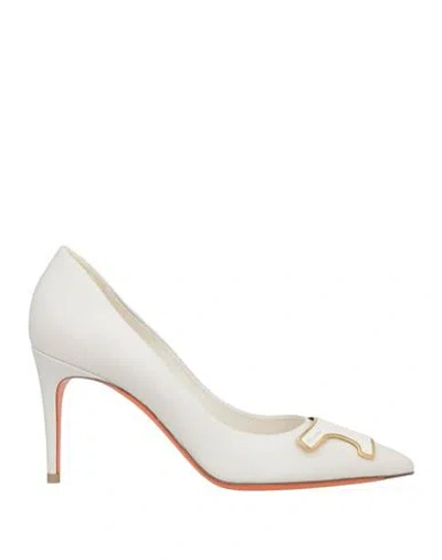 Santoni Woman Pumps Off White Size 8 Leather
