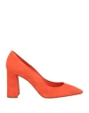 Santoni Woman Pumps Orange Size 7.5 Leather