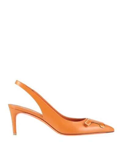 Santoni Woman Pumps Orange Size 8 Leather