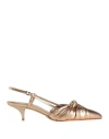 Santoni Woman Pumps Platinum Size 7 Leather In Gold