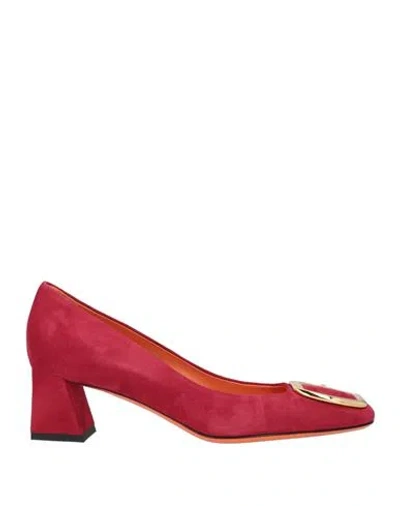 Santoni Woman Pumps Red Size 8 Leather In Pink