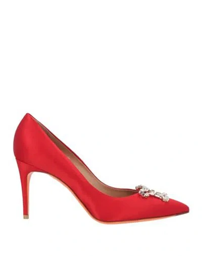 Santoni Woman Pumps Red Size 8.5 Textile Fibers