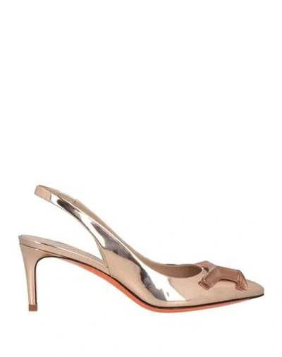 Santoni Woman Pumps Rose Gold Size 8 Leather