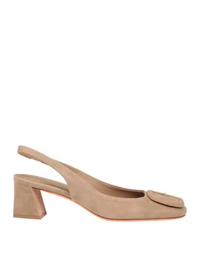 Santoni Woman Pumps Sand Size 8 Leather In Neutral