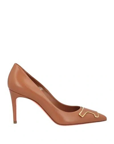 Santoni Woman Pumps Tan Size 7.5 Leather In Brown