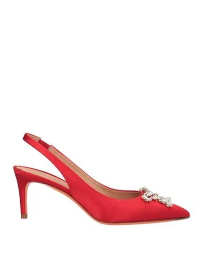 Santoni Woman Pumps Tomato Red Size 8 Textile Fibers