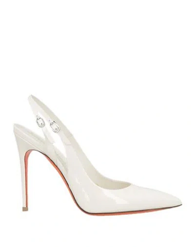 Santoni Woman Pumps White Size 8 Leather In Red
