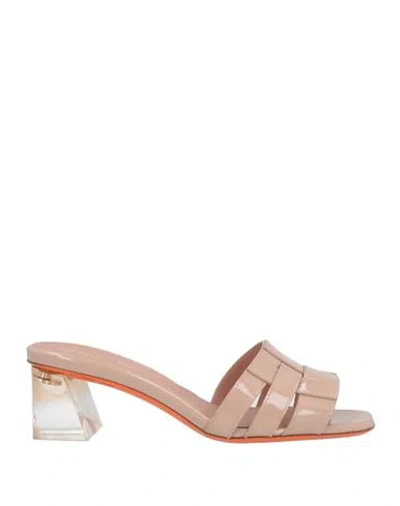 Santoni Woman Sandals Antique Rose Size 10 Leather In Pink