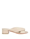 Santoni Woman Sandals Beige Size 8 Leather In Beige