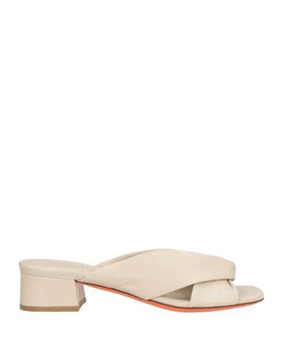 Santoni Woman Sandals Beige Size 8 Leather