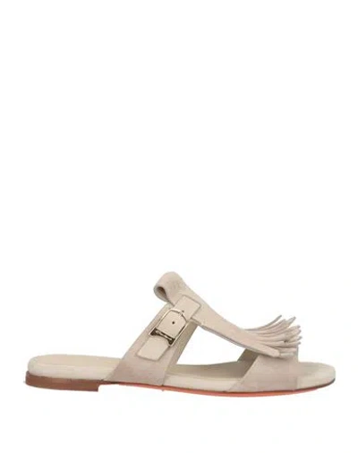Santoni Woman Sandals Beige Size 8 Leather In Neutral