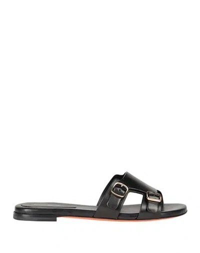 Santoni Woman Sandals Black Size 6 Soft Leather In Black