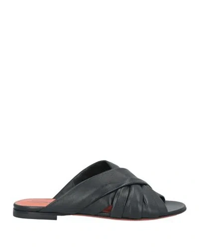 Santoni Woman Sandals Black Size 6.5 Leather