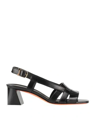 Santoni Woman Sandals Black Size 7 Leather