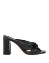 Santoni Woman Sandals Black Size 7 Leather In Black