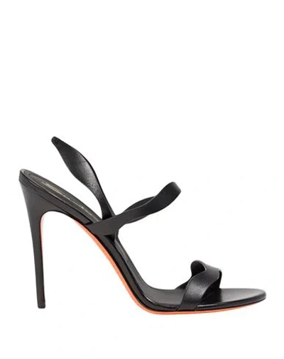 Santoni Woman Sandals Black Size 7.5 Leather