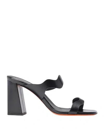 Santoni Woman Sandals Black Size 7.5 Leather
