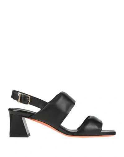 Santoni Woman Sandals Black Size 8 Leather In Black
