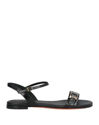 Santoni Woman Sandals Black Size 8 Leather