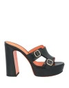 Santoni Woman Sandals Black Size 8 Leather In Black