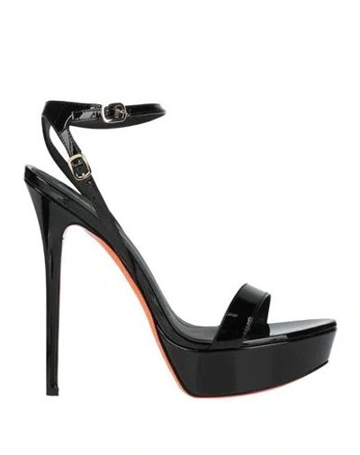 Santoni Woman Sandals Black Size 8 Leather
