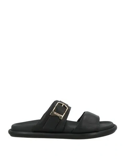 Santoni Woman Sandals Black Size 8 Leather