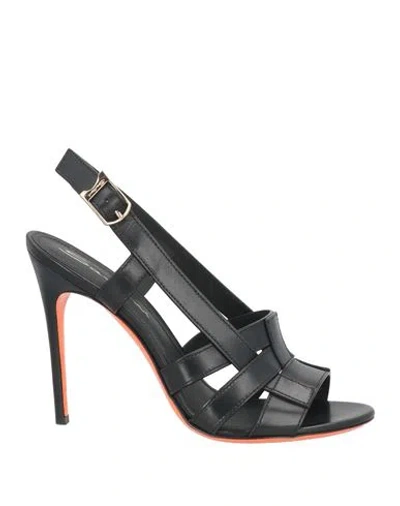 Santoni Woman Sandals Black Size 8 Leather