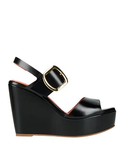 Santoni Woman Sandals Black Size 8.5 Leather