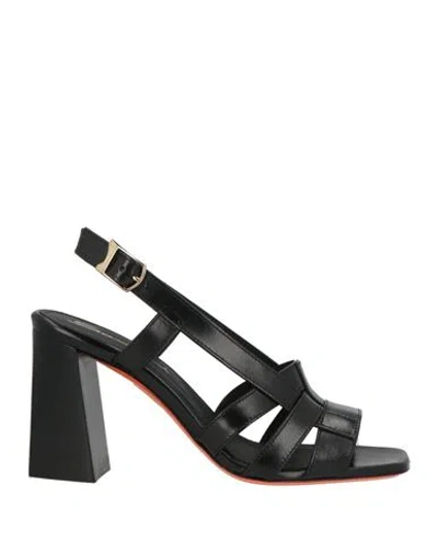 Santoni Woman Sandals Black Size 8.5 Leather