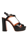 Santoni Woman Sandals Black Size 9.5 Leather