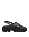 Santoni Woman Sandals Black Size 12 Soft Leather In Black