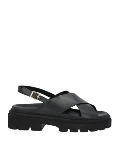 Santoni Woman Sandals Black Size 12 Soft Leather