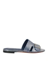Santoni Woman Sandals Blue Size 8 Leather