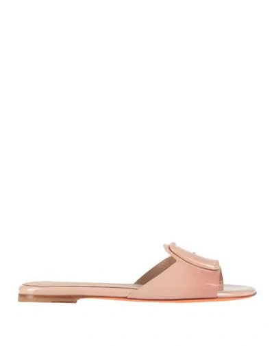 Santoni Woman Sandals Blush Size 7 Leather In Pink